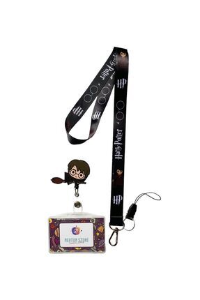 Harry Potter Siyah 3'lü Set Boyun Ve Telefon Askı Ipi Harry Baskılı Yoyo Kart Taşıma Kabı Image 0