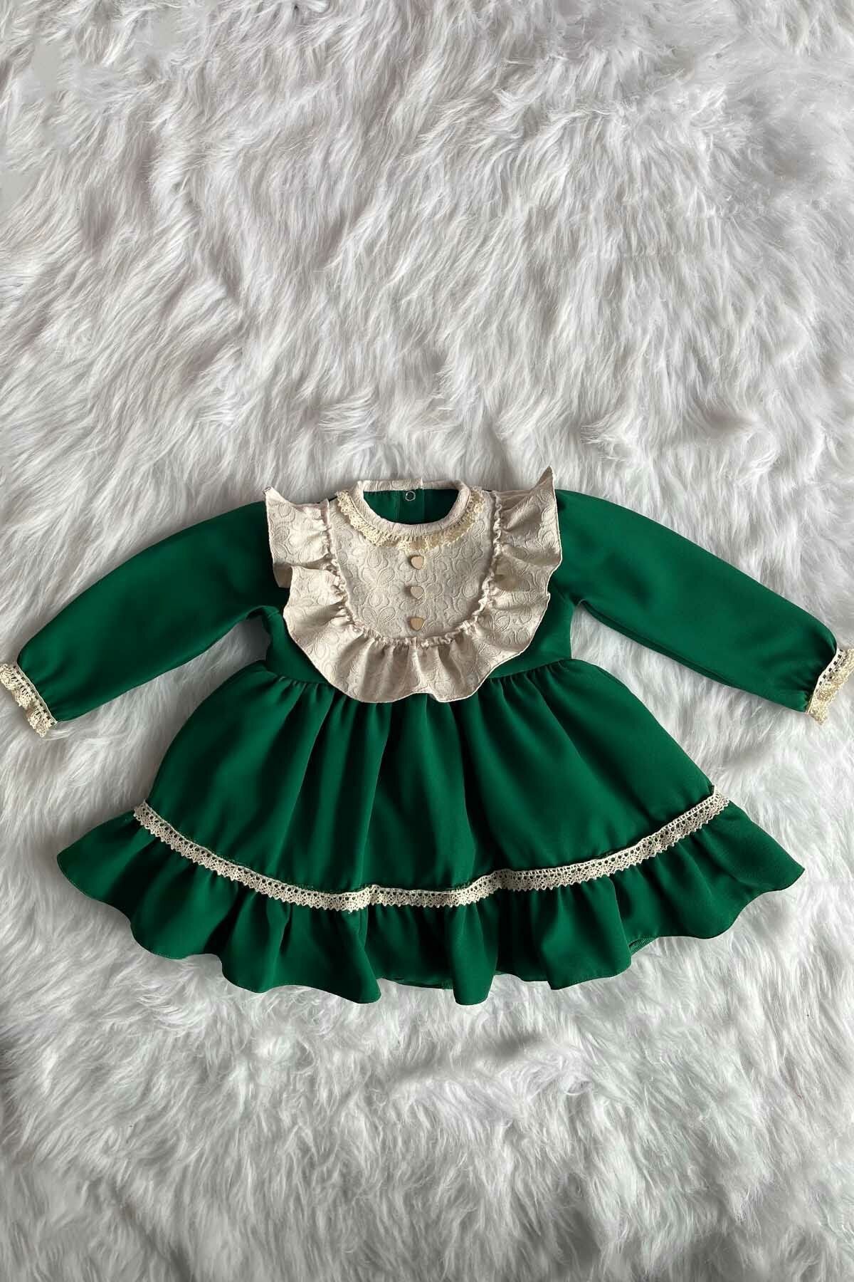 توری طرح ویژه لباس شب سبز لباس نوزادی دخترانه