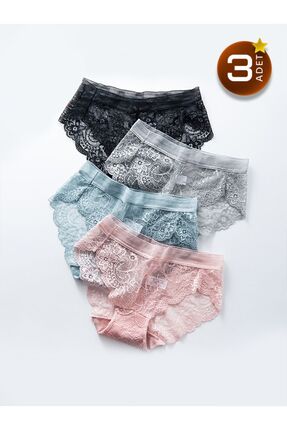 Düşük Bel Dantelli Iç Giyim 3 Renk Karıştırma Çevre Dostu Bikini Dikişsiz Külot 1035 Image 0