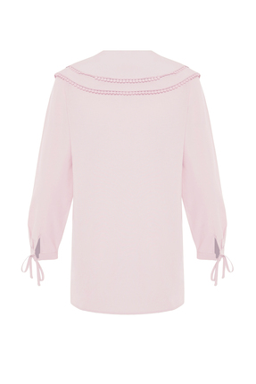 Pembe Yakası Ponpon Detaylı Dokuma Gömlek TCTSS22GO0335 Image 7