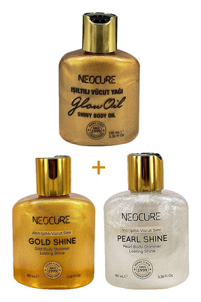 BRONZ IŞILTILI + ALTIN IŞILTILI + İNCİ IŞILTILI VÜCUT SİMİ BAKIM YAĞI 100 ML - 3'LÜ SET Image 0