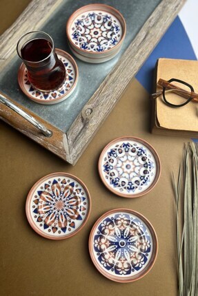 TABAK EVİ Stoneware Mozaik Red Sefa 6 lı Çay Tabağı 10cm Image 0
