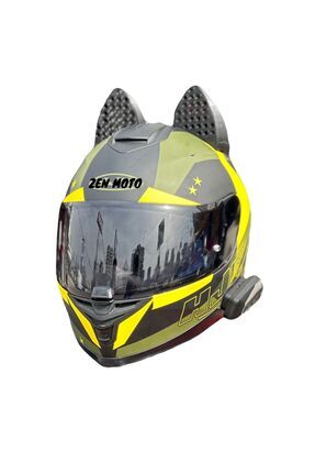 Motosiklet Kask Kedi Kulağı Siyah (Büyük Boy) Image 0