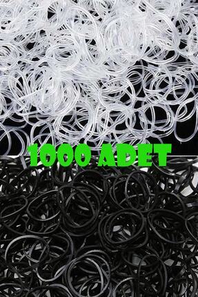 500 Adet Siyah 500 Adet Şeffaf Toplam 1000 Adet Saç Örgü Lastiği Image 0