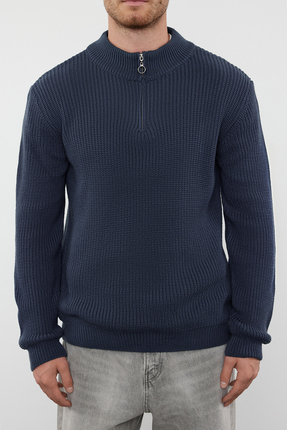 Indigo Casual Regular Yarım Balıkçı Yaka Düz Triko Kazak TMNAW22KZ1908 Image 2