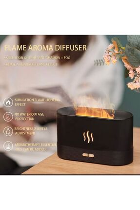 Hava Nemlendirici Aromatik Oda Kokusu Difüzörü Ultrasonik Led Işıklı Alev Görünüm Buhar Makinası Image 4