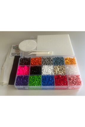 Isı Ile Yapışan Boncuklar Seti 5000'li Midi Boy Boncuk + Dizme Kalıbı + Cımbız + Magnet Image 0