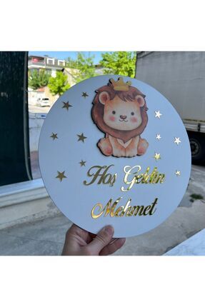 Aslan Figürlü Aynalı Kapı Süsü Dekorasyon Hediyelik Image 0