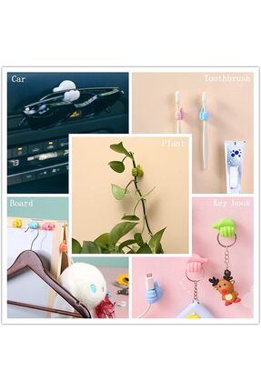 ThumbTack 10 Adet Pratik Baş Parmak Şeklinde Yapışkanlı Kablo ve Malzeme Tutucu Image 6