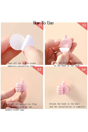 ThumbTack 10 Adet Pratik Baş Parmak Şeklinde Yapışkanlı Kablo ve Malzeme Tutucu Image 3