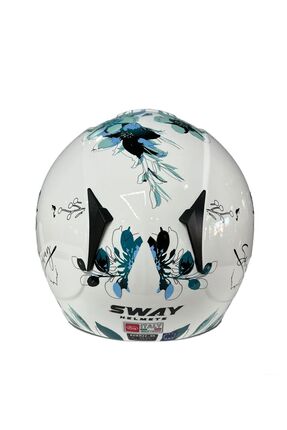 715 Yarım Motosiklet Scooter Kaskı S Beden Iris White Blue (AYNALI VİZÖR) Image 3