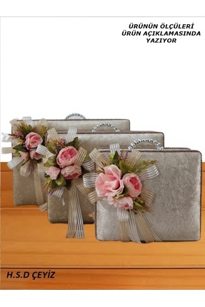 Sandık Gelin Damat Bavul Çanta Hurç Çeyiz Sandığı 3lü 0566 Image 0