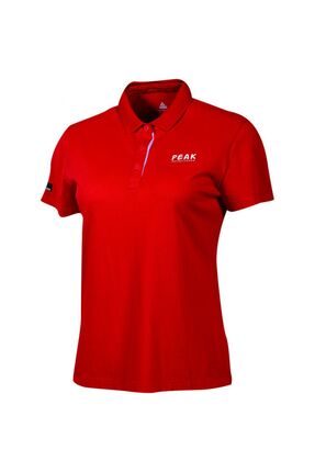 Polo T-shirt Kadın Kırmızı Polo Yaka Düz Renk Nefes Alabilen Rahat Kısa Kollu Günlük Spor Tişört Image 0