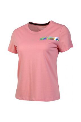Round T-shirt Kadın Pembe Bisiklet Yaka Baskılı Nefes Alabilen Rahat Kısa Kollu Günlük Spor Tişört Image 0