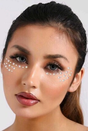 100 Adet Yıldızlı Vücut Ve Yüz, Tırnak Sticker Makyaj Taşı Yapışkan Yüz Taşı Festival Taşı Kristal Image 0