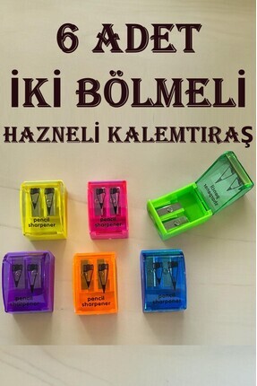 6 Adet Kalemtıraş Çiftli Kalem Açacağı Kalemtraş Okul Kalem Boya Açacak Image 0