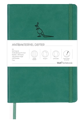 Matt Notebook A5 Antibakteriyel Defter Noktalı Yeşil