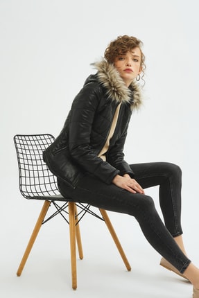 Kadın Siyah Laura Hakiki Deri Mont Image 2