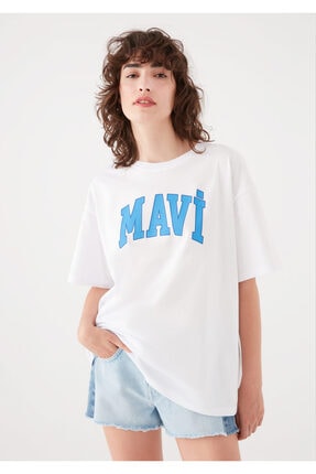 Logo Baskılı Beyaz Tişört 1600843-620 Image 1