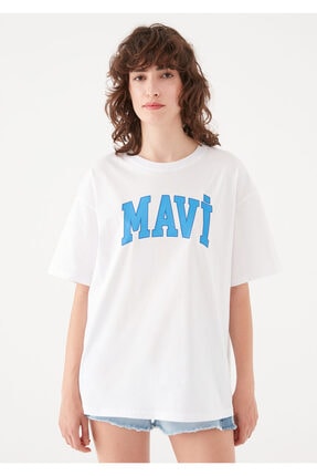 Logo Baskılı Beyaz Tişört 1600843-620 Image 2