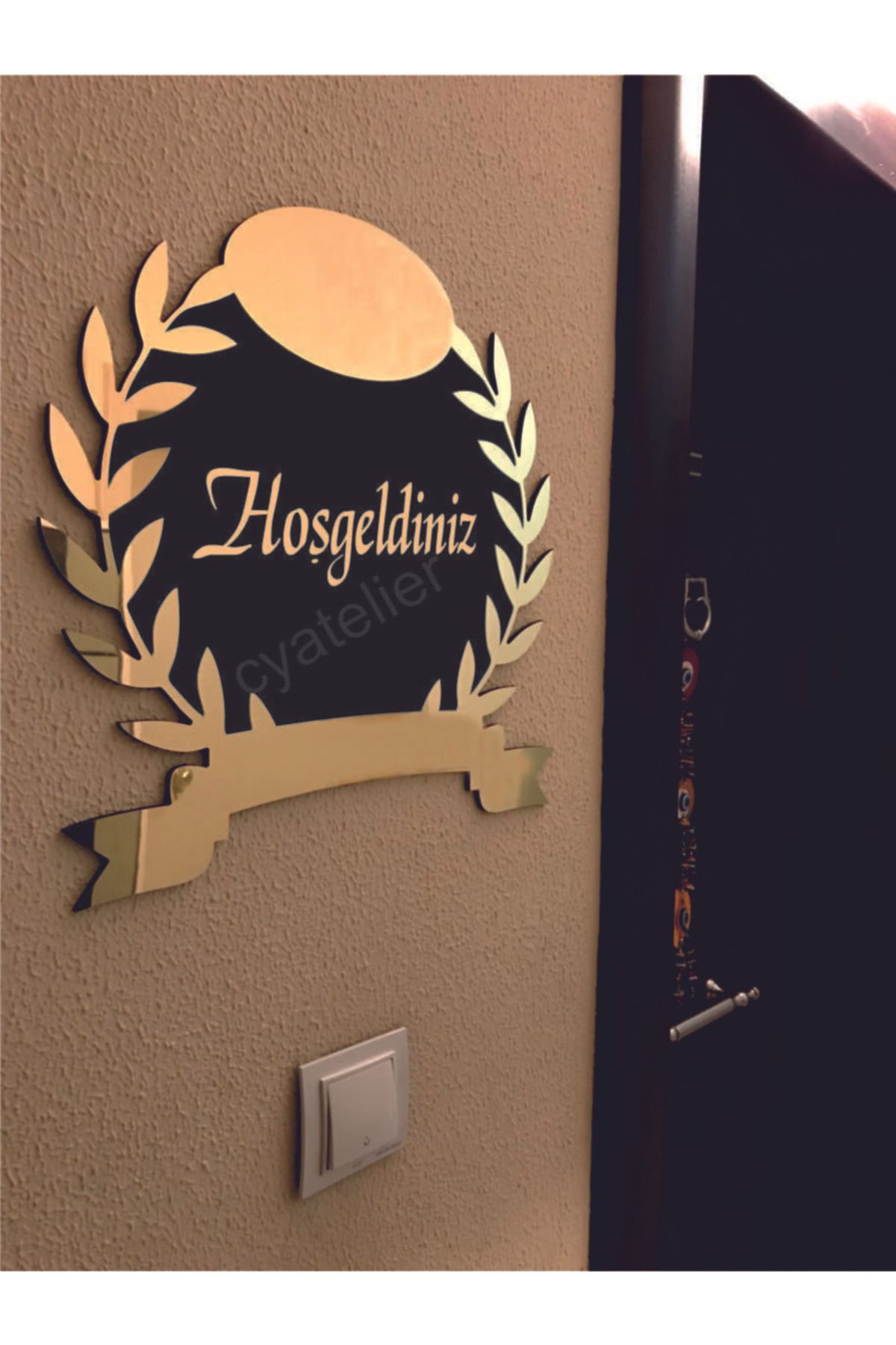 cyatelier hosgeldiniz yazili kapi isimligi kapi susu 30x30 cm fiyati yorumlari trendyol