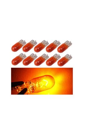10 Adet T10 W5W Dipsiz Park Ampulü Amber Turuncu Image 2