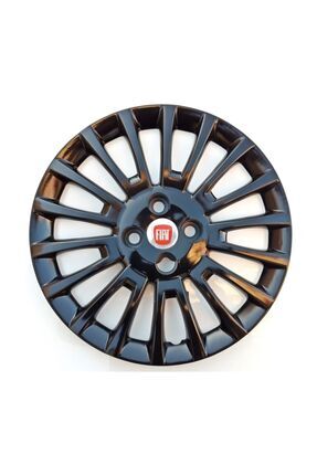 15'' Inç Fiat Linea Jant Kapağı 4 Adet Çelik Jant Görünümlü Parlak Siyah Image 0