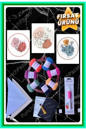 Punch Deneme Seti 7 Ip Ilk Deneme Punch Nakış Seti Kiti Hobi Punch Nakışlı Kırlent Seti Set Kit5 Image 0