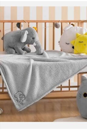 LCW baby Nakışlı Bebek Battaniyesi 80x100 Cm Gri Image 0