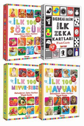 Eğitim Seti 100 Sözcük + Ilk 100 Hayvan + Ilk 100 Sebze Meyve + Bebeğimin Ilk Zeka Kartları Image 0