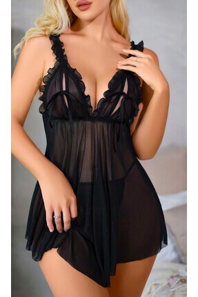 Kadın Siyah Gecelik Takım, Seksi Tanga Gecelik, BDSM, Erotic Gecelik Image 0