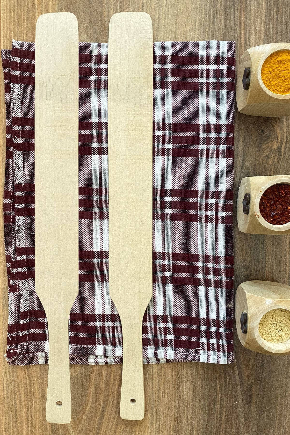 aktarix 2 Adet Ahşap Çevirgeç 45 Cm Spatula Bazlama, Pizza, Yufka Çevirgeci