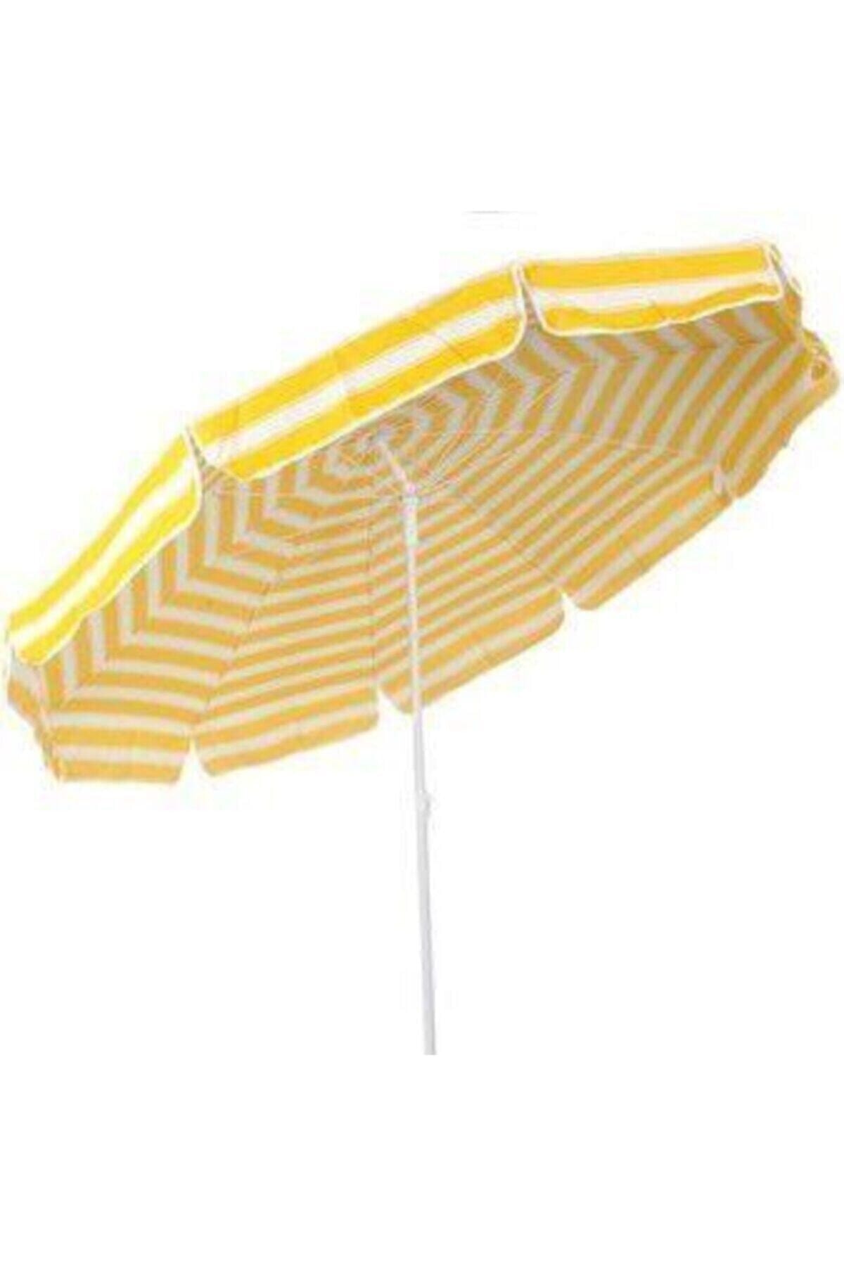 Eyef Yüksek Kalite 10 Telli Eğilebilir 200 Cm Plaj Şemsiyesi Sarı
