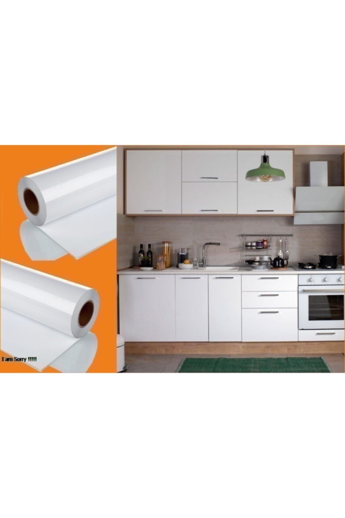efe afiş Mutfak Dolabı Ve Mobilya Kaplama Lake Görünümlü Folyo Beyaz Renk Stecker 100cm X 350cm Ölçülerinde