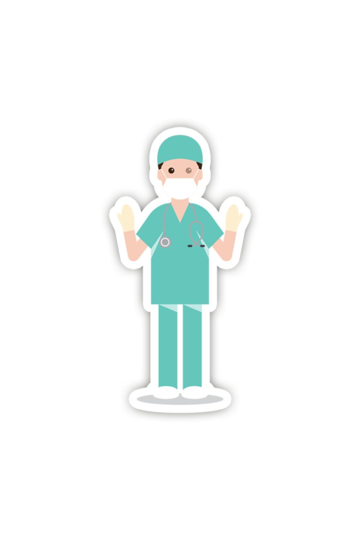 Stickker Ameliyat Doktor Eldiven (1 Adet, A4 Boyutunda)