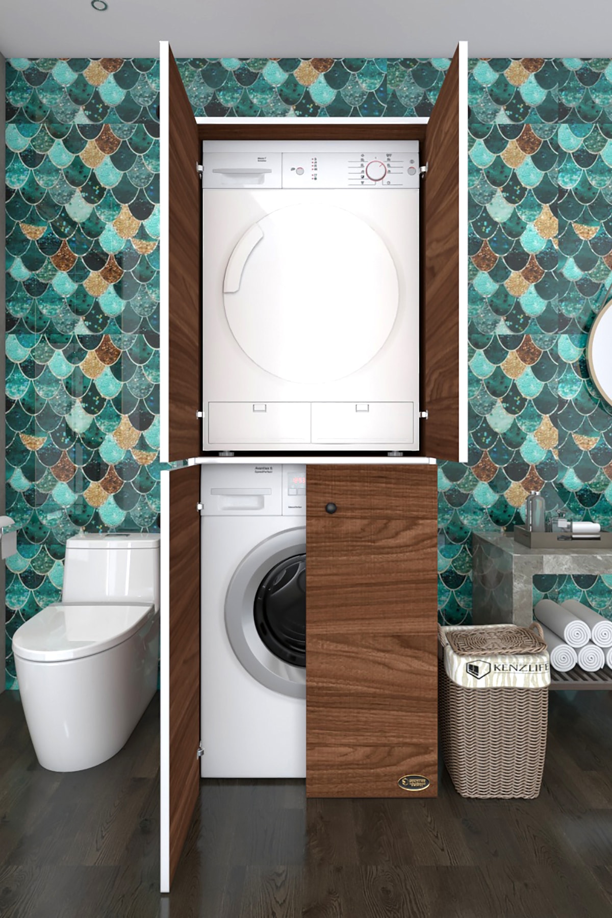 Kenzlife çamaşır-kurutma makinesi dolabı kapaklı jelena cvz 180*70*60 banyo çift katlı ofis