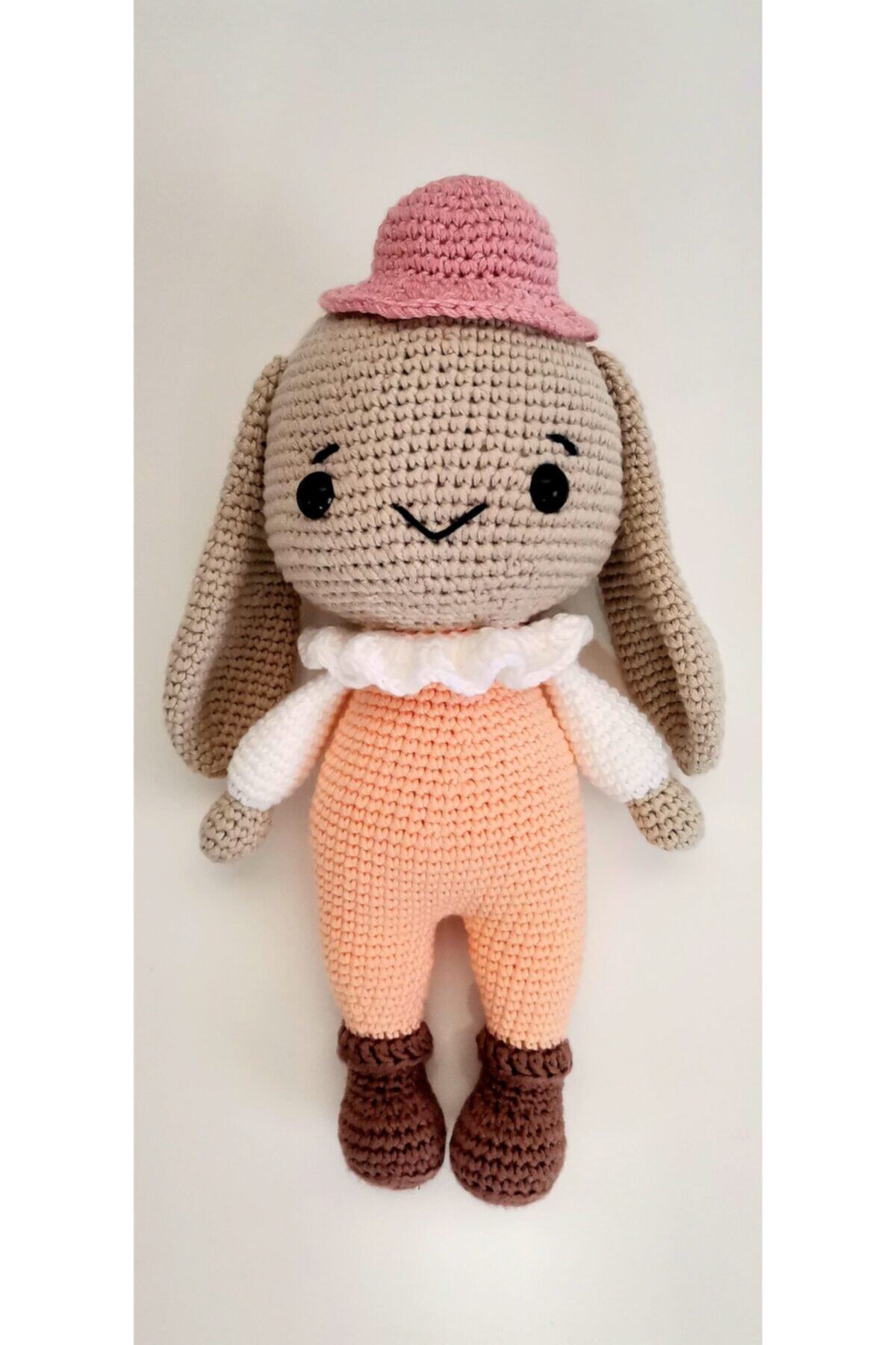 Designbymerveyarar Amigurumi Organik Örgü Oyuncak Uyku Arkadaşı Sevimli Tavşan