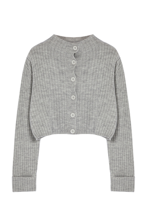 Gri Crop Yumuşak Dokulu Dik Yaka Triko Hırka TWOAW22HI0174 Image 5