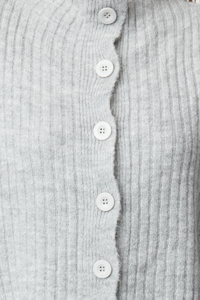 Gri Crop Yumuşak Dokulu Dik Yaka Triko Hırka TWOAW22HI0174 Image 2