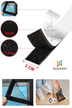 Yapışkanlı Cırt Bant Çok Amaçlı Sineklik Halı Kaydırmaz İçin 50 cm Kesilebilir  Cırtlı Bant 2cmX50cm Image 0