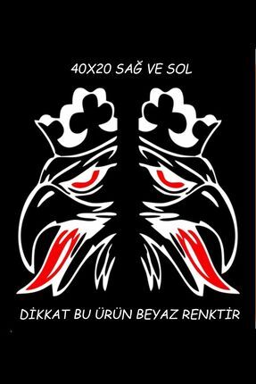 BEYAZ Kral Kartal 2 Adet Sağ Ve Sol Ticari Araç Oto Sticker 40x20 Cm Image 0