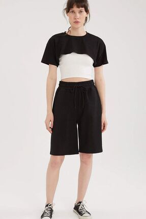 Comfort Label Bağcıklı Oversize Uzun Unisex Bermuda Şort Image 0