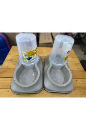 2 Adet Hazneli Kedi Köpek Mama Ve Su Kabı 1.5 Litre Image 0