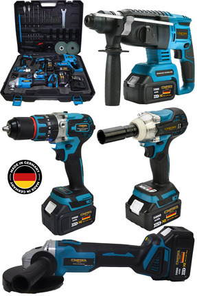 4'lü Set 21v 3.0ah Şarjlı Taşlama- Şarjlı Hilti-13mm Darbeli Şarjlı Matkap-şarjlı Somun Sıkma Image 0