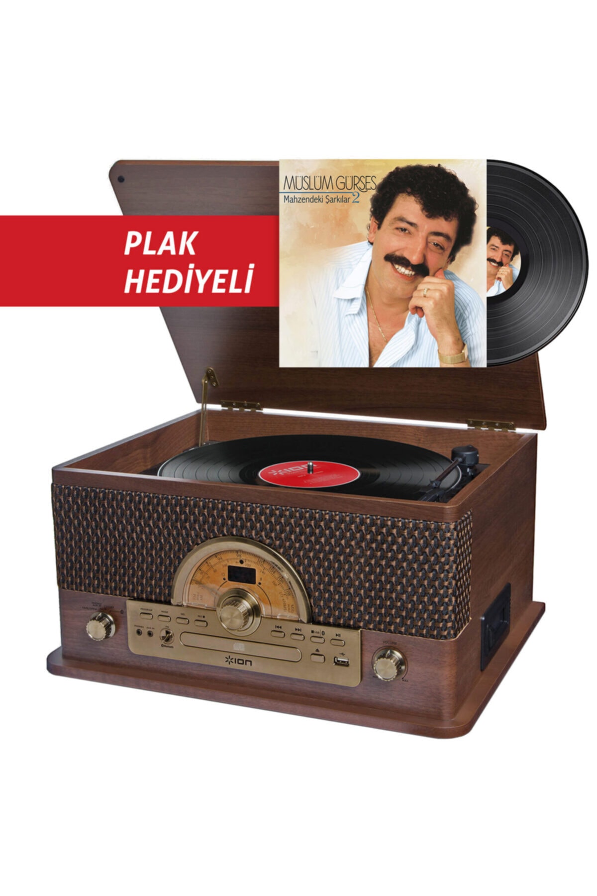 Ion Superior Lp Ahşap Hoparlörlü Pikap Ve Müslüm Gürses Plak