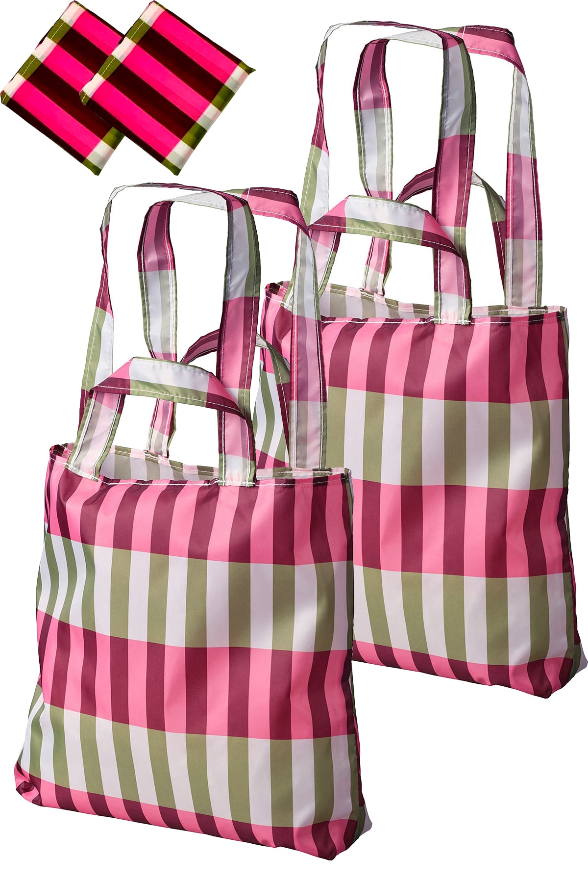 Binbirreyon Skynke 2 Adet Pazar Alışveriş Çantası Katlanabilir Kılıflı Çanta Çift Sap Tipi 45x36cm Pembe Dh016