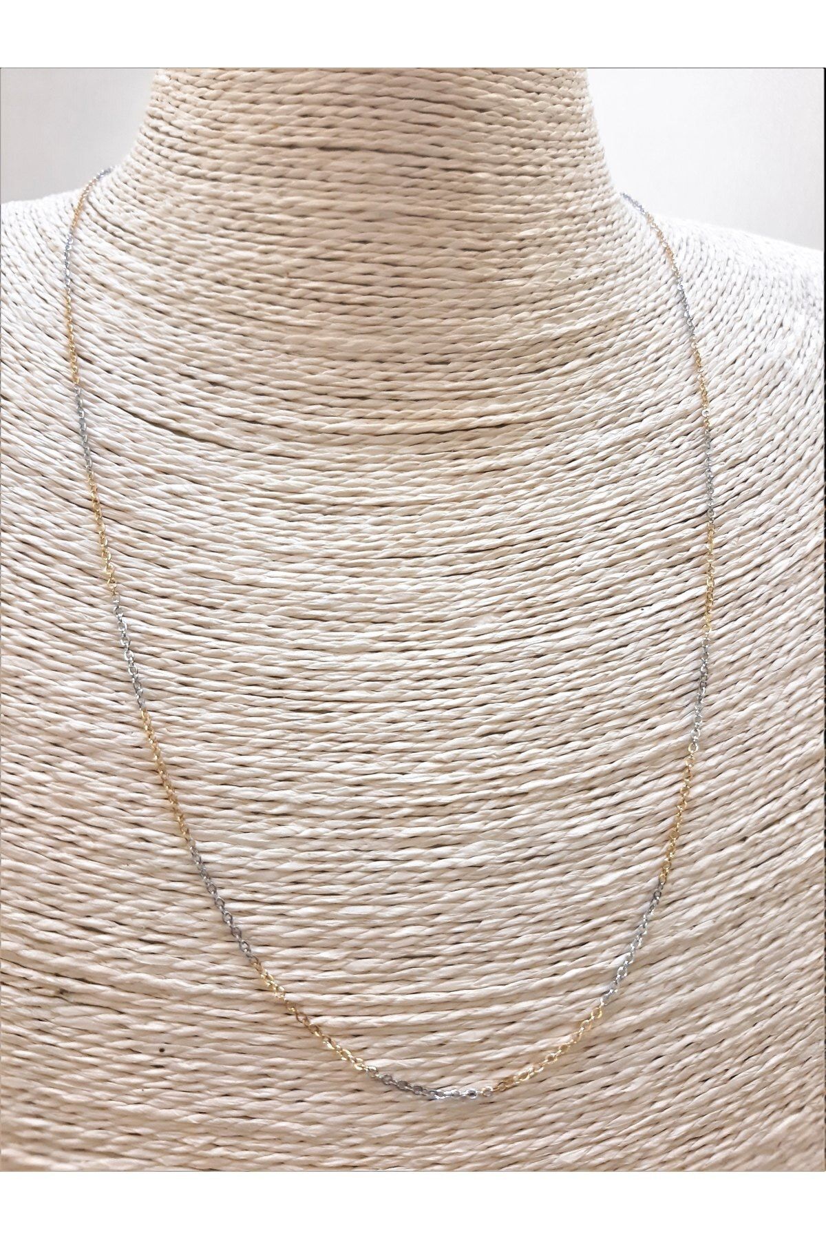 TÜKKAN ACCESSORİES 316l Cerrahi Çelik Altın Gümüş 54 cm Kolye