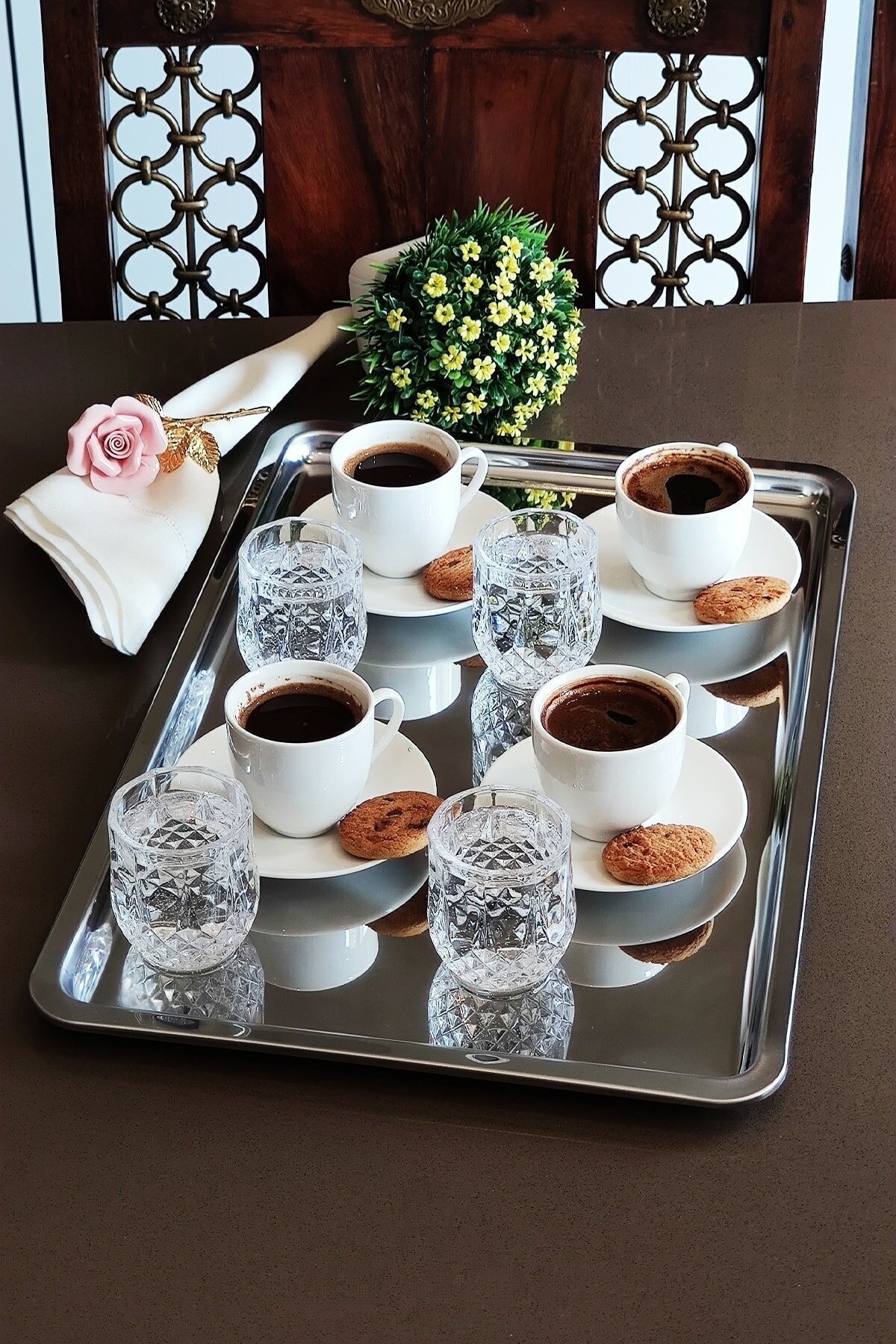 Vipkitchen 2 Adet Lüx Çelik Dikdörtgen Servis Sunum Tepsisi 43x28