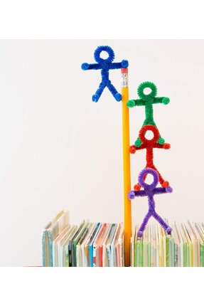 Renkli Şönil, 100 Adet, Tüylü Tel, 30 cm, Eğitici Şönil Seti, Peluş Tel Image 5