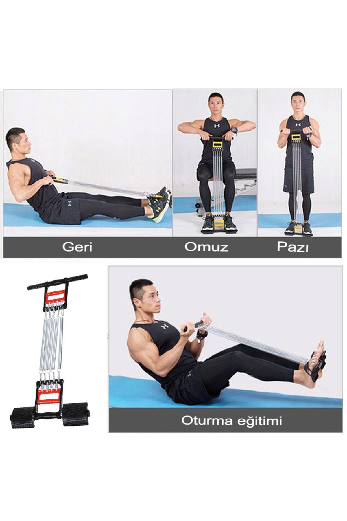 Reidan 5 yaylı Ayak Göğüs el Yayı Egzersiz Çelik Yay Spor Aleti pro 5 Kademe Sertlik Ayarlanabilir